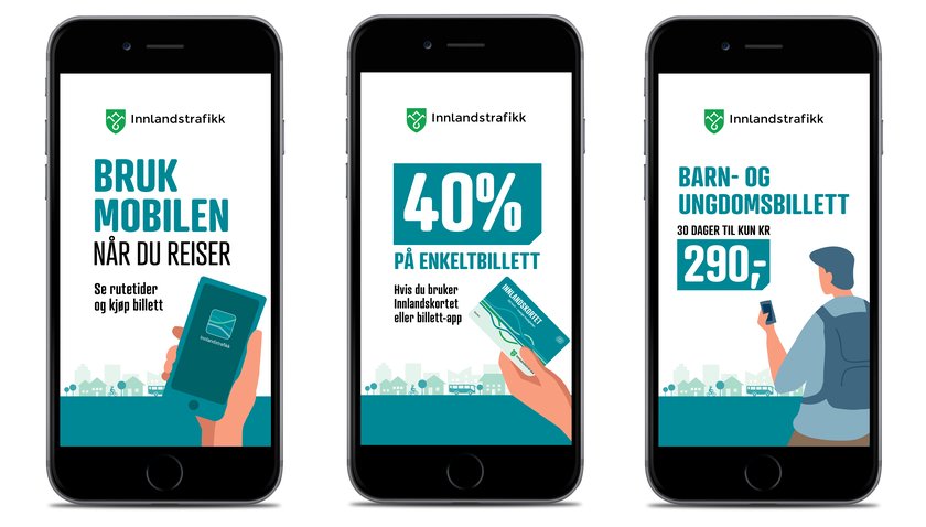 Nytt design på Innlandskortet og billett-app og nye kampanjekonsepter - Klikk for stort bilde
